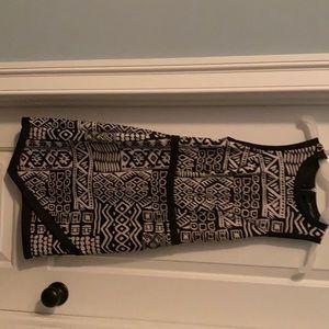 Black and white tribal print asymmetrical dress